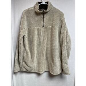 Cal Style men's tan size large faux fur 1/4‎ zip sweatshirt beige